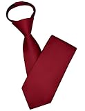 Branduce Wine Burgundy Tie Pre-tied Adjustable Zipper Ties for Men Silk Blend Necktie for Wedding Business (TA17-33)