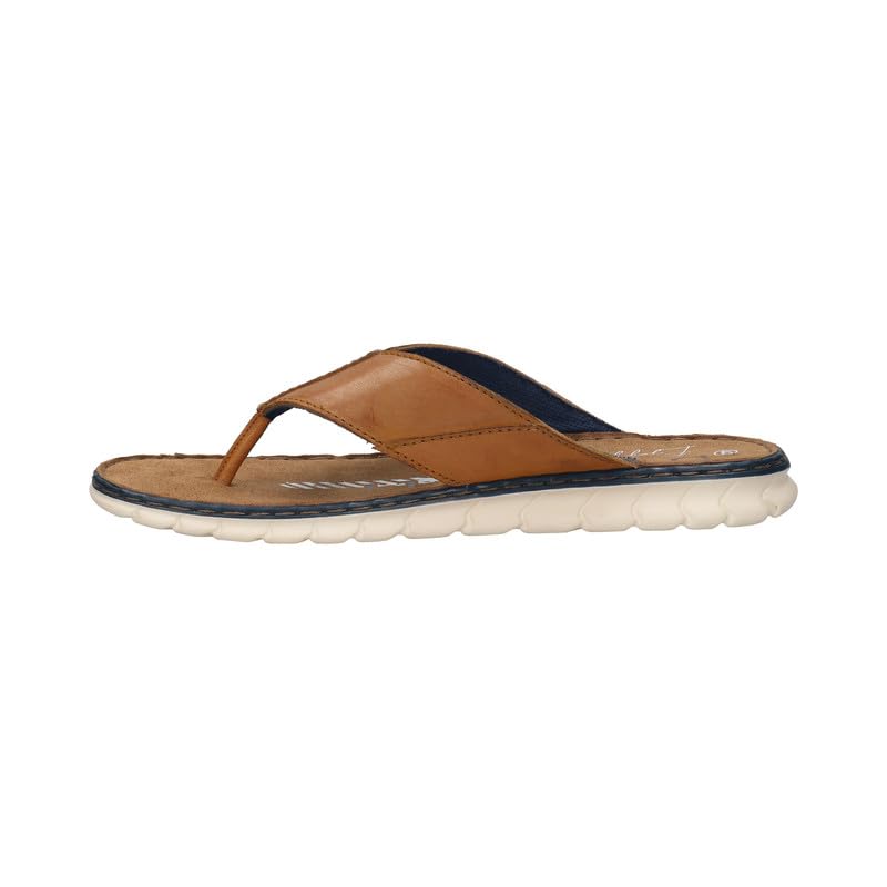 Image of Bugatti CORFU Cognac Leather Mens Thongs Sandals