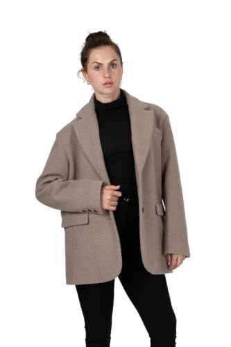 Blazer oversize femme en mouton bouclette avec épaulettes et poches à rabat