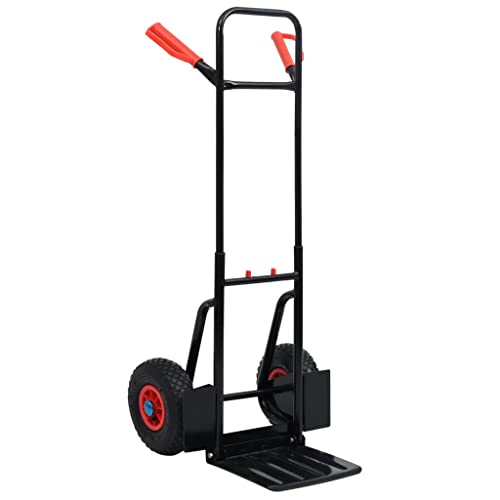 Preisvergleich Produktbild vidaXL Teleskop Sackkarre Teleskopgriff Klappbar Treppenkarre Stapelkarre Transportkarre Karre Treppensteiger 200kg Schwarz Rot Stahl