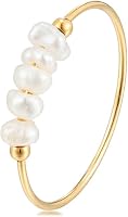 ZMANYIJEW Dainty Freshwater Pearl Ring for Women - Minimalist 316L Stainless Steel Gold Stacking Wedding Ring