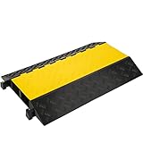 Happybuy Large 2-Channel Cable Protectors Rubber Cable Ramps 66000lbs per Axle Capacity Protective...