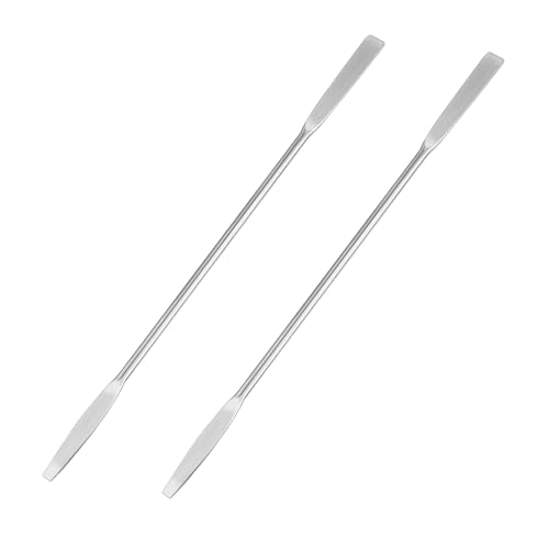 2 espátulas de laboratorio de acero inoxidable, mini espátulas de doble extremo, microcuadradas/redondas, 6,2 pulgadas