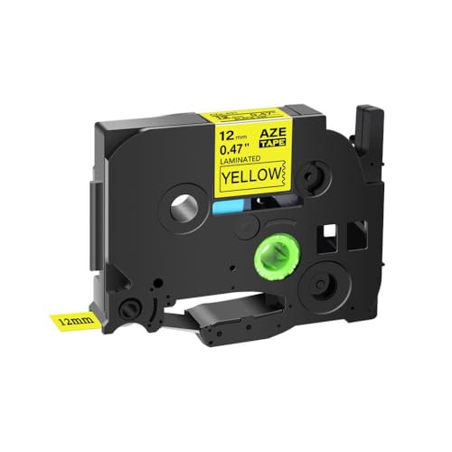 12mm TZ TZE-231 TZE-251 TZE-241���x���e�[�vBlack on White Ribbon PT-1000 PT-D400�v�����^�[�ɓK���Ă��܂�(Black on Yellow)