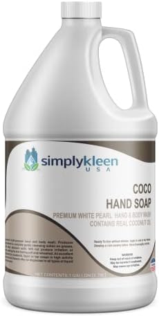 Simply Kleen USA Premium Simply Coco White Pearl Liquid Hand, Body Soap, Contains Real Coconut Oil, 1 gallon