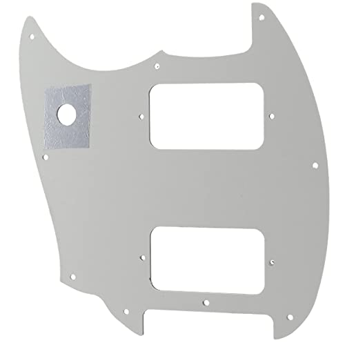 Image of Musiclily Pro 9 Holes Round Corner HH Guitar Pickguard 2 Humbuckers for Squier Bullet Series Mustang Electric Guitar, 3Ply Aged White