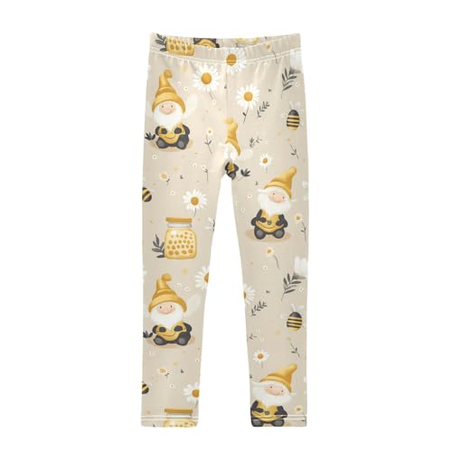 Girls Leggings Sunflower Gnome Bee Kids Ankle Length Leggings Pants Athletic Yoga Pants Toddler Tights Trousers 4T