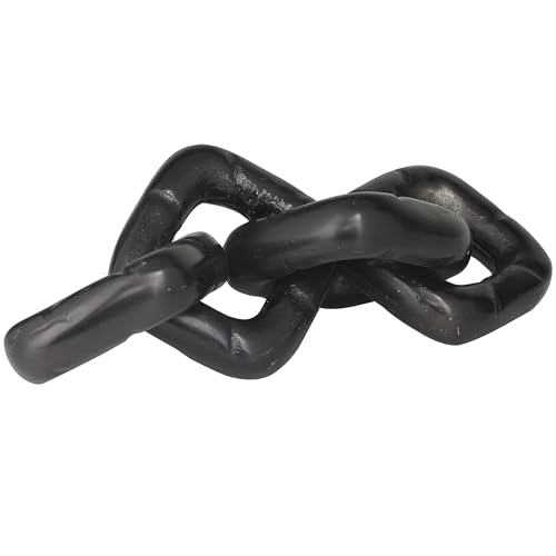 Escultura Decorativa de Cadena de Metal de Aluminio Negro 14" x 5" x 3" miniatura 4