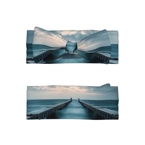 Turquoise colored horizon Baby Headbands Soft Nylon Hairbands with Stretchy Bows Girls Hair Accessories for Newborn Infant Toddler Kids2