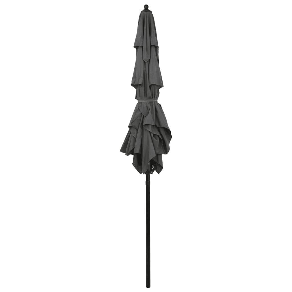 Parasol przeciwsłoneczny z aluminiowym masztem, 3-warstwowy, antracytowy, 2 x 2 m, odporny na działanie promieni UV, zginany i przechylany, z korbą, odporny na warunki atmosferyczne