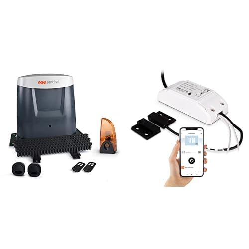SCS Sentinel, Module récepteur connecté pour motorisation WifiGate + Motorisation Crémaillères pour Portail Coulissant, avec 2 télécommandes Longue...