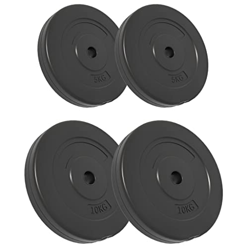 vidaXL 4X Placas de Pesos Entrenamiento Fuerza Barra Fortalecimiento Muscular Levantamiento Pesas Habitación Casa Hogar Cemento 30 kg