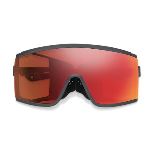 SMITH Pursuit Sunglasses – Shield Performance Sports Sunglasses with Removable Side Shields for Skiing & More – For Men & Women – Matte Slate + Copper To Gray Red Mirror ChromaPop Photochromic Lens by SMITH - Image 2