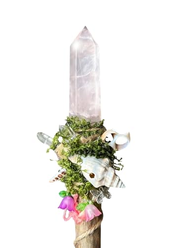 Rose Quartz Crystal Wand, Handmade...