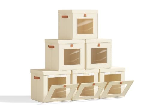 Image of Homsorout Cube Storage Bins with Lids - Front Opening, Clear Window, 6 Pack