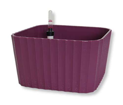 DARO DEKO Kunststoff Blumentopf 11,5 x 20,5cm mit Wasserreservoir Blumen-Töpfe Pflanzkübel Topf Übertopf quadratisch pink 1 Stück