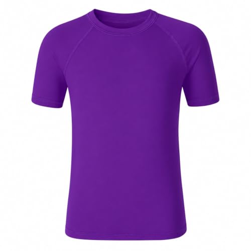 Image of 5-14Y Boys Girls Rash Guard UPF 50+ Short Sleeve Kids Neon Swim Shirts