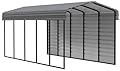 Arrow Carports Galvanized Steel Carport, with 1-Sided Enclosure, Compact Car Metal Carport Kit, 10' x 24' x 9', Charcoal