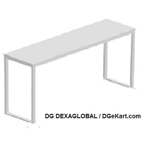 Image of Beauty Study Desk Table (6 x 1 Foot TOP, Gloss White Finish and Stainless Steel Legs)