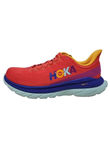HOKA ONE ONE Men's Mach 4 Running Shoes, Fiesta/Bluing, 10 M US