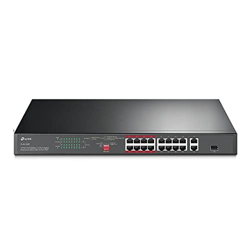 TP-Link 16-Port 10/100 Mbps + 2-Port Gigabit Rackmount PoE Switch with 16-Port PoE+, with lifetime warrenty (TL-SL1218P) 18-Port|16-Port PoE+|150 W