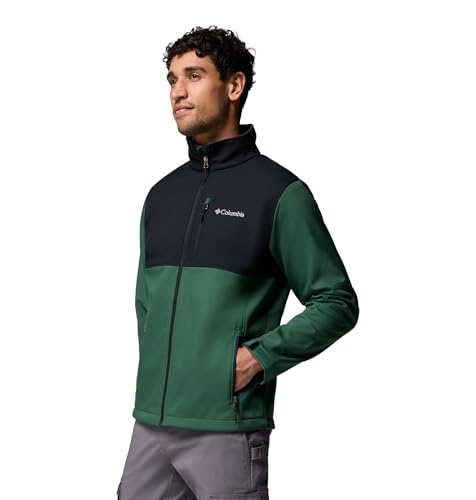 Columbia Mens Ascender Softshell Full Zip Rain Jacket, Rain Forest/Black, 3X Tall — view 3