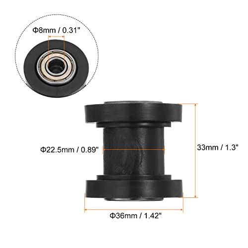 sourcing map Kettenrolle Riemen Scheibe Spanner 8mm Nylon Rille Schieberegler für Mini Motorrad Dirt Fahrrad Atv Go-Kart Schiebetür Bewässerung Ausrüstung Schwarz