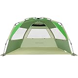 G4Free Easy Set up Beach Tent Deluxe XL, Portable Beach Shade 4 Person Pop up Sun Shelter UPF 50+ UV Protection Large Family Size(Green)