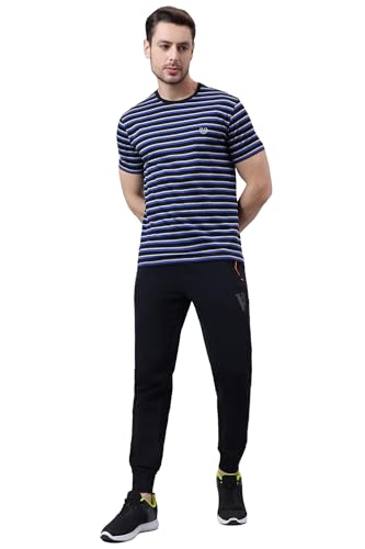 Image of Van Heusen Men Cotton Striper Regular Fit T-Shirt - Crew Neck, Half Sleeves