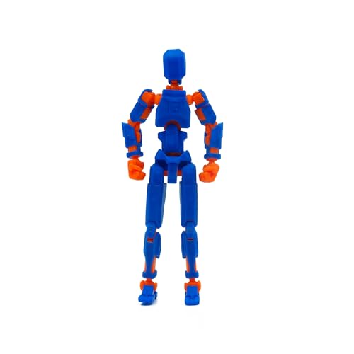 Image of Dummy 13 Action Figure Robot | Fully Articulated 3D Printed Robot Toy | 5.4-inch Collectible Figurine | Matte Finish| Unassembeled (Blue-Orange)