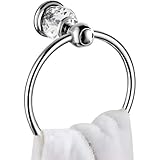 Crystal Chrome Towel Ring, Silver Bathroom Towel Holder Ring, Bathroom Towel Rack Hanger Home Hand Towel Ring Towel Holder for Bathroom Wall Mounted Bathroom Accessory