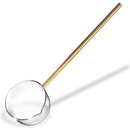 Image of Multipurpose Glass Spoon and Ladle - Heat Resistant Borosilicate Karandi for Cooking, Serving, Stirring & Tadka (Yellow)