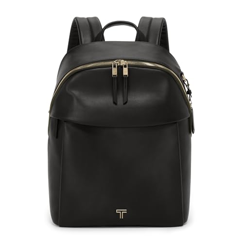 Image of TUMI - Voyageur Holland Backpack - Women's Leather Everyday & Travel Bag - Fits up to a 14 inch Laptop - 14.8 inch X 11.3 inch X 5.6 inch - Black, Gold Hardware