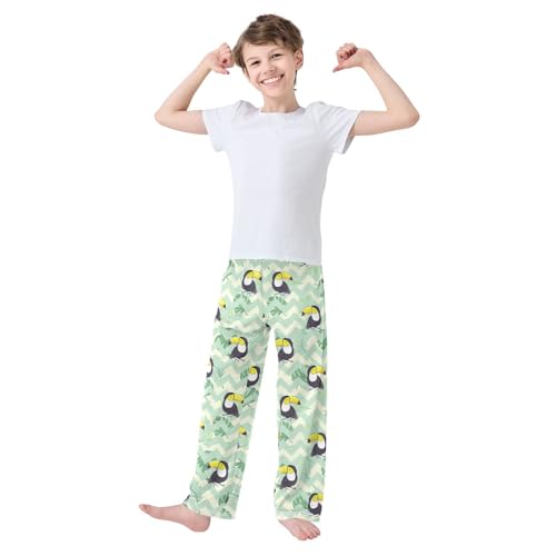 Tropical Toucan Leaf Boys Pants for Kids Jogger Pants with Pockets S-XL2