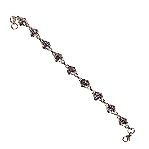 Pulsera de plata ley 925 con amatista natural ideal para regalo especial