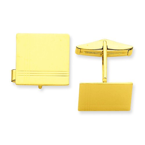 14K Yellow Gold Cuff Links Engravable Mens Jewelry #TOP5