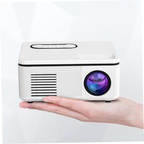 Mini projecteur portable LED blanc en PVC avec lecteur multimédia