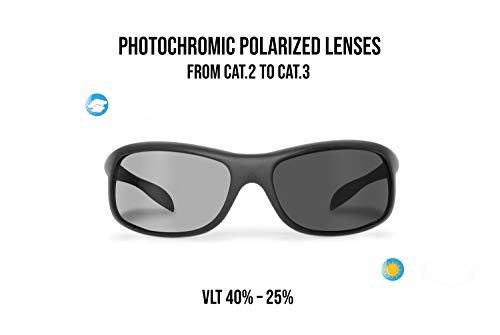 Bertoni Photochromic Polarized Sunglasses Cycling Fishing Watersports Running Ski - P545Ft Italy - Sporting Wraparound Windproof Glasses #TOP1