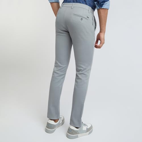 Image of Parx Men's Cotton Blend Solid Pattern Super Slim Fit Flat Front Casual Trouser