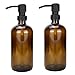 Plomkeest 2er Pack Bernstein Dickes Glas 500ml Seifenspender aus Glas mit schwarzer rostfreier Edelstahlpumpe Flüssigseifenspender für Badezimmer
