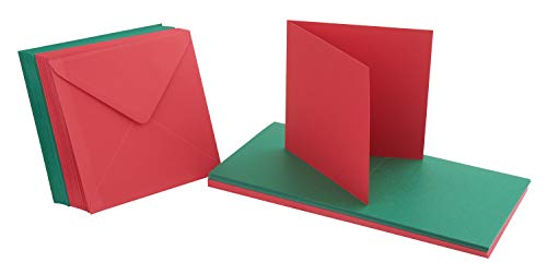Craft UK 2038 6x6" Christmas Card and Envelope - Red/Green (Pack of 40)