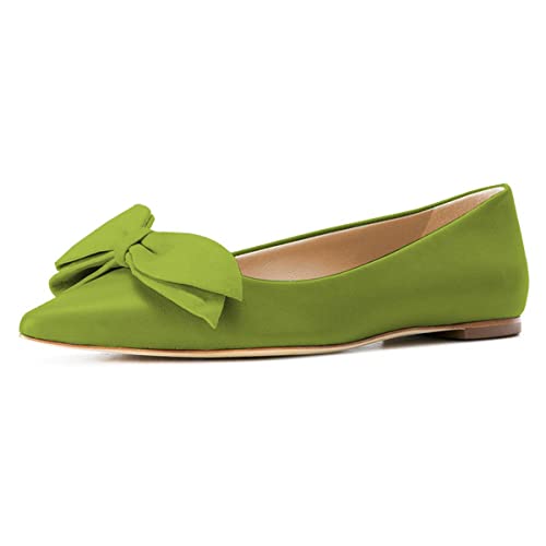 YDN Women Fashion Dress Flats Bows Low Heels Pumps Pointed Toe Slip On Comfort Party Shoes 4-15 US