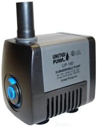 United Pump UP-140 Mag Drive Fountain, Statuary & Tabletop Submersible & Adjustable Flow Pump 140 GPH 6' cord