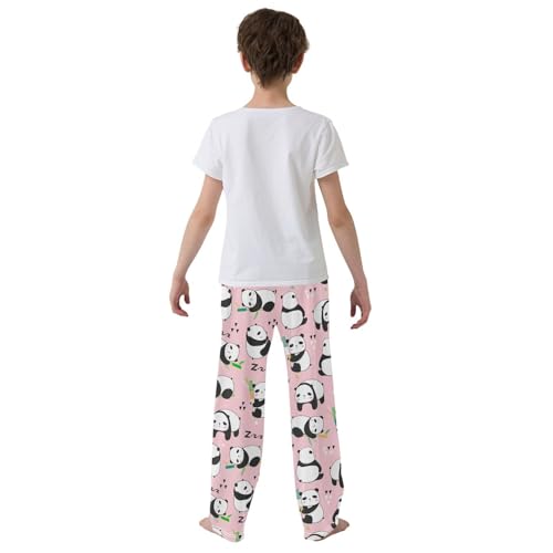 ZZXXB Lovely Panda Sleeping Boys Long Pants Soft Trousers Elastic Waist Kids Lounge Bottoms with Pockets S-XL3