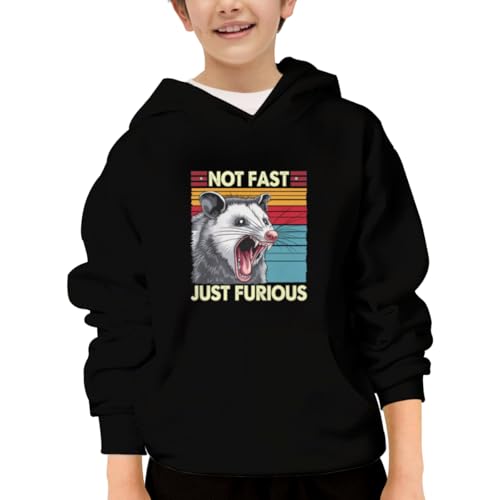 Not Fast Just Furious Funny Angry Opossum Hoodies for Teen Girls Boys Lightweight Kangaroo Pocket Sweatshirt