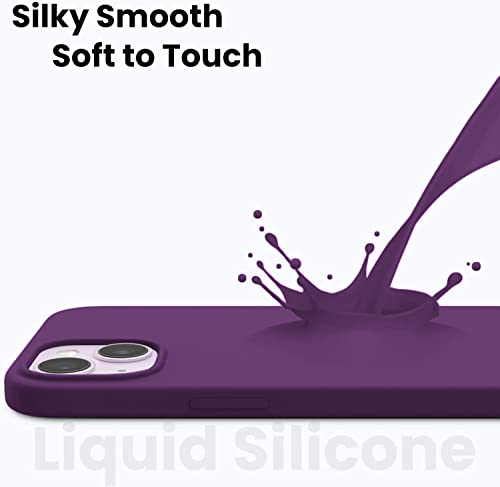 Image of Elzzi Liquid Silicone Cover Compatible with iPhone 14 Plus Case (6.7 inch) 3 Layer Microfiber Lining Covers Phone Cases Full Body Protective Wireless Charging Shockproof Back Cover (Grape Purple)