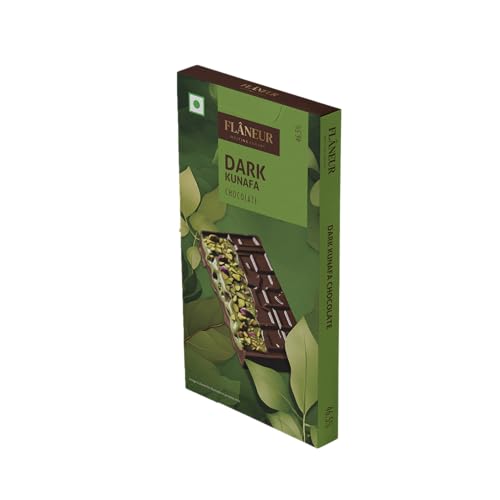 Image of Flaneur Dark Kunafa Chocolate Bar, 50 gm | Premium Chocolate Bar (inspired from Traditional Dubai Sweet) - Crunchy Kataifi Layers & Smooth Pistachio Cream Coated with Rich Dark Chocolate | Perfect for Gifting, Dessert, & Everyday Indulgence by Haldiram