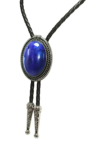 Image of Moranse Bolo Tie with Natural Tiger Eye Stone Celtic Style Genuine and Cowhide Rope