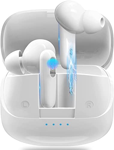 Wireless Earbuds, in-Ear Touch Bluetooth Headset Built-in Mic for Work Sports, White