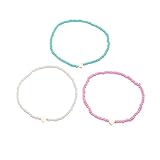 1 Set Böhmische Sommer Bunte Reisperlen Herzperlen Knöchel für Frauen Boho Ozean Barfuß Strand...